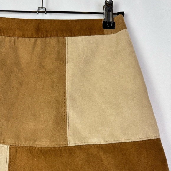 Hollister Brown Patchwork Faux Suede Mini Skirt 0 - Picture 4 of 5